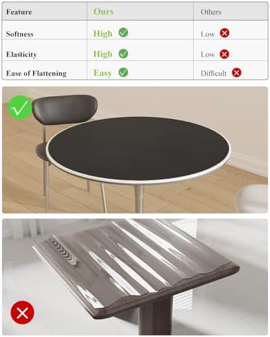 Black Plastic Table Cover Protector, 42" Round PVC Desk Pad Mat - Image 4