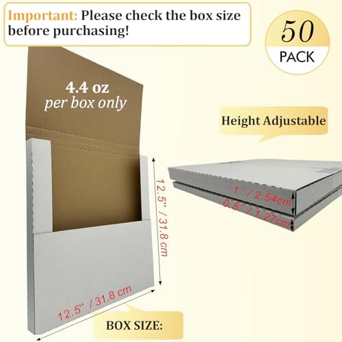 50 Pack 12.5×12.5×1" Vinyl Record Mailers, Height-Adjustable for LPs - Image 2