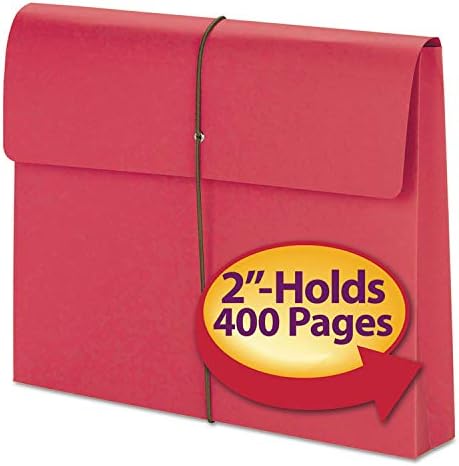 Smead Colored Expanding File Wallet with Flap and Cord Closure, 2" Expansion, Letter Size, Red, 10 per Box (77205) - Image 3