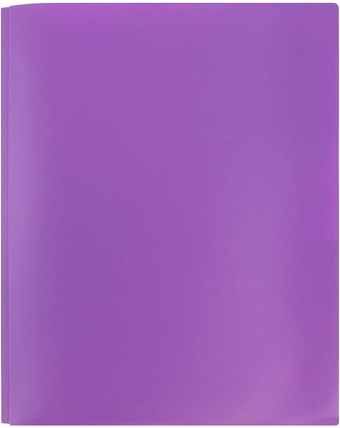 JAM PAPER Plastic Color POP Folders - 2 Pocket Durable Folders with Metal Prongs Fastener Clasps - Purple - 6/Pack - Image 5