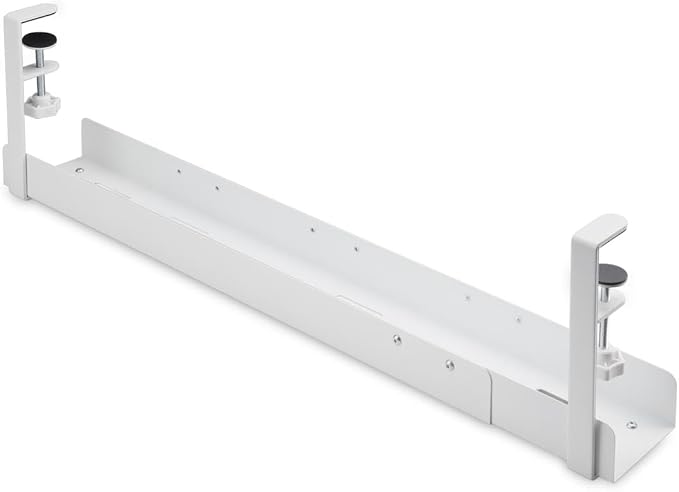 StarTech Under Desk Cable Management Tray, White (CALW-Desk-Cable-Tray) | Clamp-On Installation, No Drilling Required, Length Adjustable - Image 2