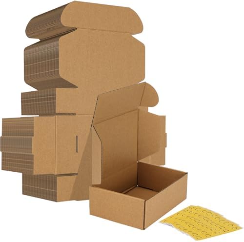 HORLIMER 6x4x2 inches Shipping Boxes Set of 50, Brown Corrugated Cardboard Box Literature Mailer by HORLIMER