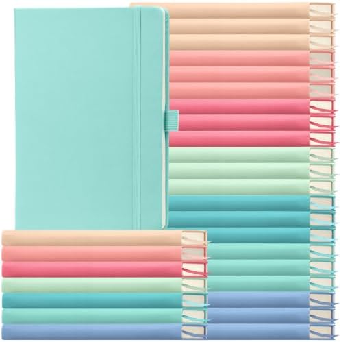 Laumoi 28 Pack A5 PU Leather Lined Notebook Journal, Rococo Color,Simple by Unknown