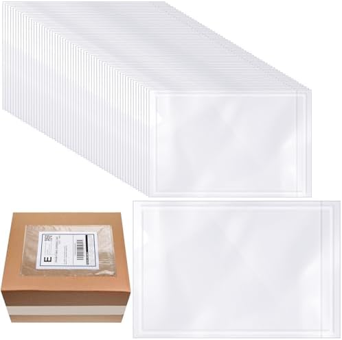 Cholemy 200 Pcs 9.5 x 12 in Clear Packing Slip Pouches Shipping Label Sleeves Adhesive Packing List Pockets Envelopes Mailing Protectors Slip Envelope Pouches Holders Cover Enclosed Bag by Cholemy