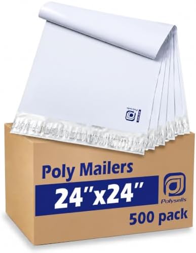 POLYSELLS 24x24 White Poly Mailers 500 Pack XL Shipping Bags for Clothes by POLYSELLS