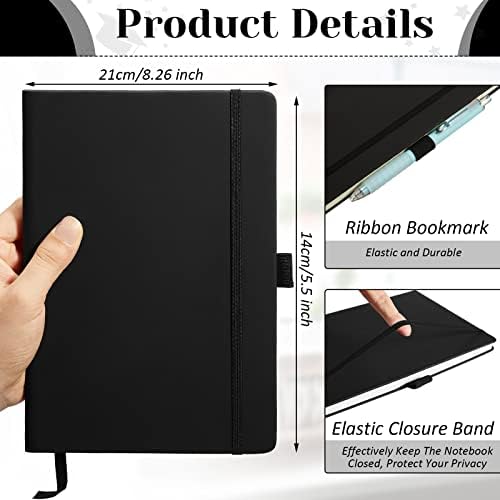 Laumoi 28 Pack PU Leather Lined Notebook Journal Bulk A5 Hardcover Notebook College Ruled 5.5 x 8.2 Inch Journal with Pen Holder for School Business Work Writing(Black,Simple) - Image 2