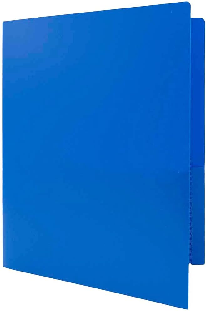 JAM PAPER Heavy Duty Plastic Two Pocket Extra Tough School Folders - Blue - 6/Pack - Image 6
