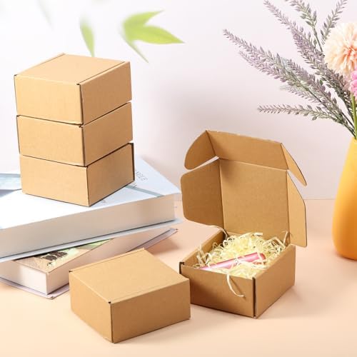 Qilery 60 Pcs 4x 4 x 2 Inch Shipping Boxes Corrugated Cardboard Boxes - Image 5