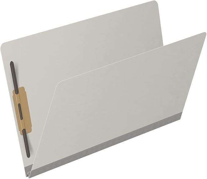 Ecom Folders End Tab Pressboard File Folders | Legal Size 25 Pt Stock with 2" Tyvek Expansion | Full Cut Tabs for Medical Charts, Legal Documents & Office Records | Light Gray, Box of 25 - Image 2