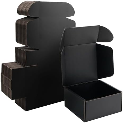 6x6x3 inch Black Shipping Boxes for Small Business- Set of 25 by Yidomto