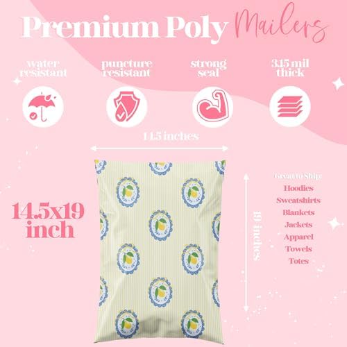 Pretty Package Store Poly Mailers 14.5x19, Lemons, 100 Pack - Image 2