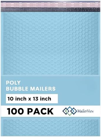 Light Blue Bubble Mailers 10x13, Self Seal Poly Padded Envelopes, 100 Pack by MAILERVIEW