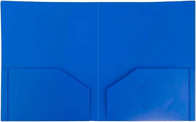 JAM PAPER Heavy Duty Plastic Two Pocket Extra Tough School Folders - Blue - 6/Pack - Image 7