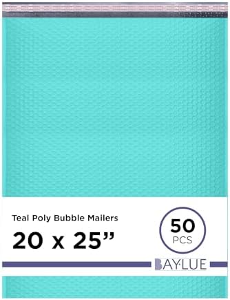 Teal Bubble Mailers 20x24, Poly Padded Envelopes #10, 50 Pack Bulk by BAYLUE