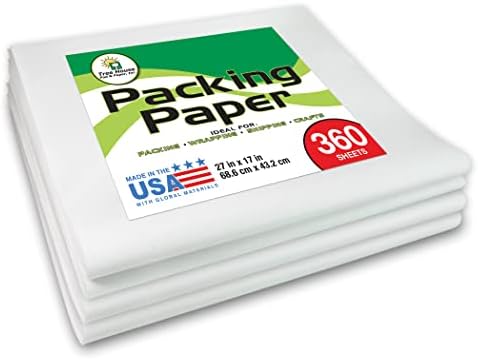 Tree House Packing Paper for Moving – 360 Newsprint Packing Paper Sheets – 27” x 17” Paper for Packing Dishes, Shipping, and Moving Supplies – Recyclable Movers’ Paper – Made in USA by TreeHousePadPaperInc