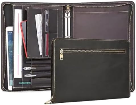 Zippered Padfolio Organizer, Leather Planner Binder, 12.9 Inch Portfolio Folder for Documents, Letter Size Business Card Tablet Document Holder for Men&Women by UPRESYE