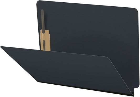 End Tab Pressboard Folders, Letter Size, 2" exp, Fasteners Pos #1 & #3, Black (Box of 25) by Ecom+Folders