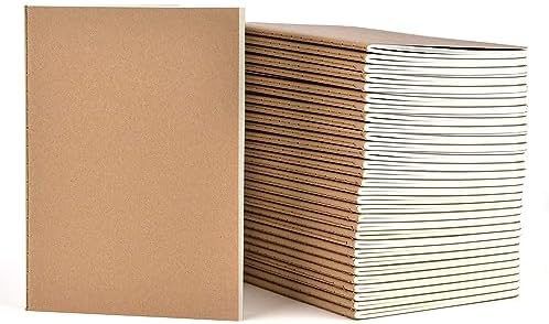 LIONSOUL 30 Pack Kraft Notebooks Bulk A5 Lined Journals 60 Pages Brown Journal Notebooks Sewn Binding Small Notebooks for Writing Notes by LIONSOULDISCOUNT