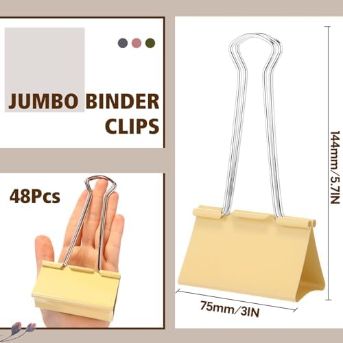 Jetec 48 Pcs 3 Inch Jumbo Binder Clip Colorful Extra Large Binder Clip Bulk - Image 2