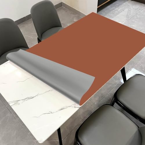 Faux Leather Table Cover,1.8mm Thick,36x54 Inch Table Protector,Table Protector for Dining Room Table,Dining Table Cover,Table Cover Protector,Glass Table Protector(Brown+Gray,36x54) by Zinkooat