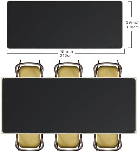 CENNBIE MAX240 94.5" x 39.4" Leather Desk Mat Protector, Extra Large Leather Desk Pad for Full Desk - XXL Super Large Mouse Pad (Black) - Image 2