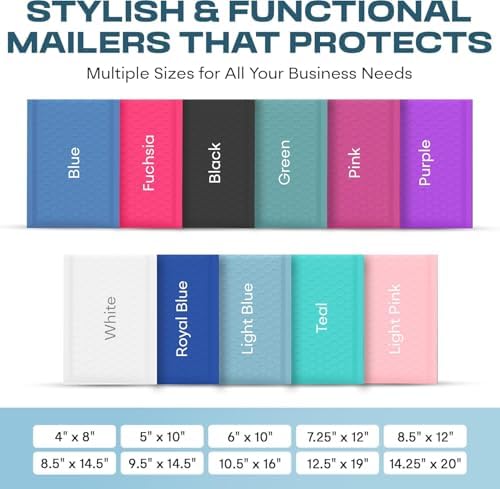 Light Blue Bubble Mailers 12x15, Self Seal Poly Padded Envelopes, 100 Pack - Image 3