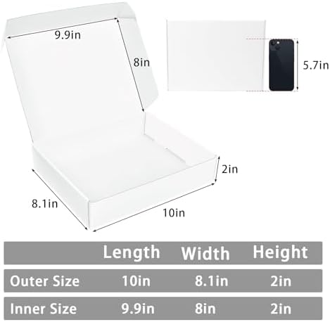 White Shipping Boxes Medium 10x8x2 Inches, 40 Pack Corrugated Cardboard Mailer Boxes for Packaging Small Business Mailing Gift - Image 2