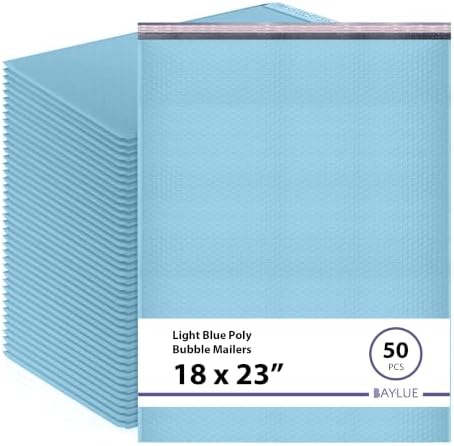 Light Blue Bubble Mailers 18x23, Poly Padded Envelopes #9, 50 Pack by BAYLUE