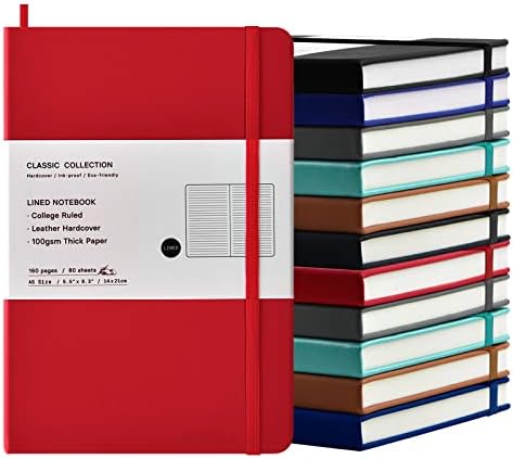 Coopay 12 Pack A5 Journal Notebooks Bulk, 160 Pages, 100GSM Thick Paper, 8.3 x 5.5 inch Hardcover Lined Leather Journals for Writing Office School Business Work Men Women (Multicolor) by Coopay