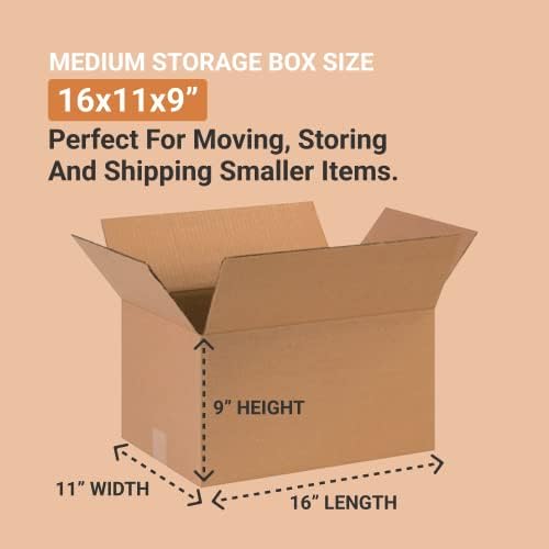 BOX USA Shipping Boxes Medium 16"L x 11"W x 9"H 25-Pack - Corrugated Cardboard Box for Moving, Mailing, Packing, Packaging and Storage - Image 2