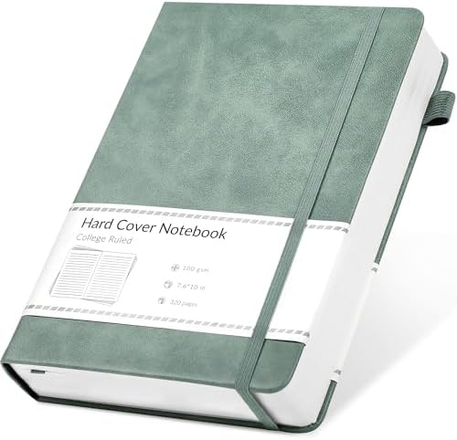 CAGIE Lined Journal Notebook, 320 Pages College Ruled Notebook, 100 Gsm Paper Thick Journal, B5 Hardcover Leather Journals for Writing Women Men, 7.6x10In, Green by CAGIE