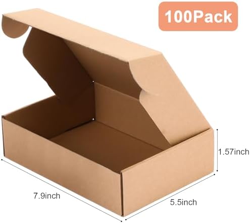 Qilery 100 Pcs 7.87 x 5.51 x 1.57" Shipping Boxes Corrugated Cardboard Box - Image 2