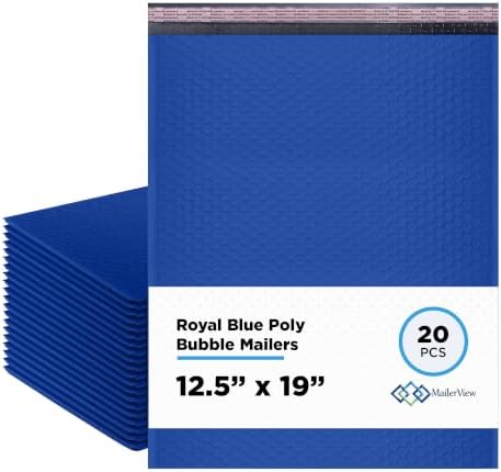 Royal Blue Bubble Mailers 12.5x19 Poly Padded Envelopes #6, 20 Pack by MAILERVIEW