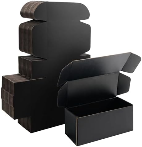 7x3x3 inch Black Shipping Boxes for Small Business- Set of 25 by Yidomto