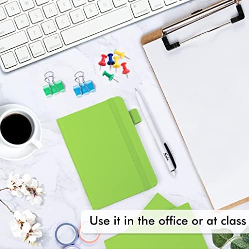 feela 15 Pack Pocket Small Notebooks Bulk, Mini Cute Memo Notepads Hardcover College Ruled Lined Journals with Pen Holder for Women Girls Office School, with 15 Black Pens, 3.5”x 5.5”, A6, Green - Image 4