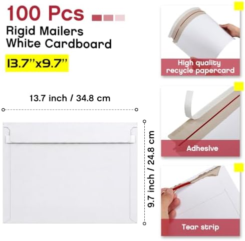 Affrolling 100 Pcs 13.7 x 9.7 Inches Rigid Photo Mailers Cardboard, White - Image 2