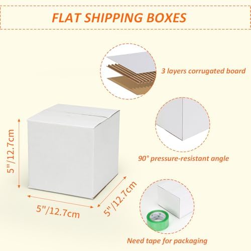 HORLIMER 40 Pack 5x5x5 Shipping Boxes, White Corrugated Cardboard Box for Mailing, Packaging, Small Business - Image 3