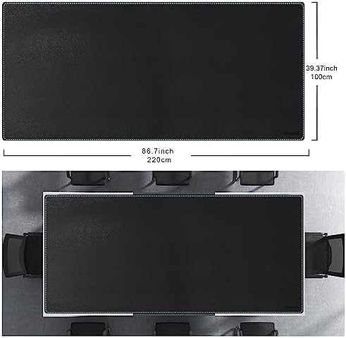 CENNBIE MAX220 86.6" x 39.4" Leather Desk Mat Protector, Extra Large Leather Desk Pad for Full Desk - XXL Super Large Mouse Pad (Black) - Image 2