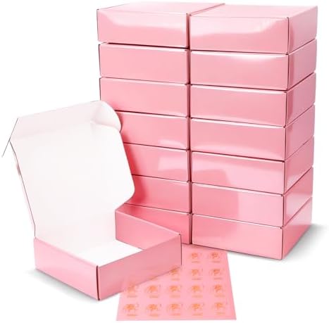 6x6x2 inch Glossy Pink Shipping Boxes, 50 Pack Corrugated Cardboard Mailing Boxes for Small Business Packaging, Shipping Candles, Coasters by DERZIFUN