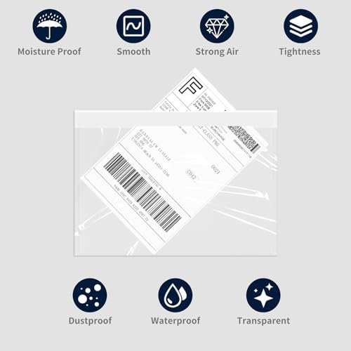 7.5" x 5.5" Shipping Label Sleeves, SJPACK Clear Adhesive Top Loading Packing List/Label Envelopes Pouches(200 Bags) - Image 4