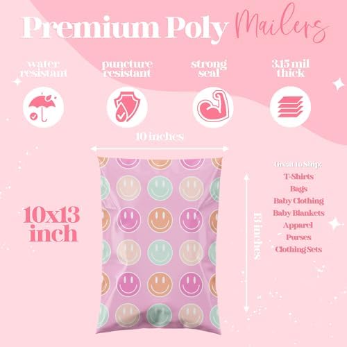 Pretty Package Store Poly Mailer 10x13, Smiley Face, 100 Pack - Image 4