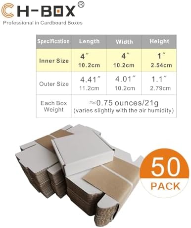 50 Pack 4x4x1'' Small Shipping Boxes, Corrugated Cardboard Mailers for Business, White (CM441) - Image 3