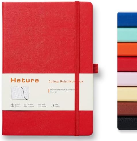 Heture Hardcover Notebooks, A5 Lined Journals Notebook for Writing 160 Pages, 8.2 x 5.5 inch, Red Colors Classic Ruled Notebooks for College/Work/Travel (Red, 1 Pack) by HetureOffice
