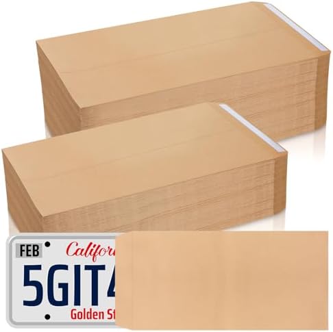 Feifeiya 200 Pcs License Plate Envelopes Peel and Stick for Mail, Classic by Feifeiya