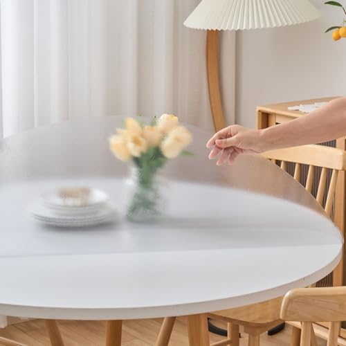 40 Inch Round Frosted Table Cover Protector, Frosted Round Table Protector for Dining Room Table, 1.5mm Thick Waterproof Round Plastic Vinyl Pad by Eisdroma