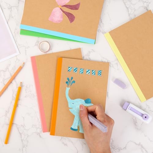 LABUK 5pcs A5 Composition Notebook Journals, Kraft Lined Notebooks Bulk, 5 Colors 60 Pages for Journaling, Writing, School, Office, Kids Gift - Image 3
