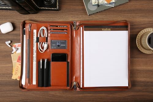 DUKE&COW Personalized Vegan Leather Portfolio for Men, Brown, A4 Writing Pad Holder Organizer - Image 5