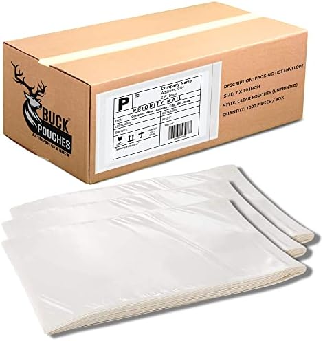 2000 Pack 7"x10" Shipping Label Sleeves – Clear Self-Adhesive Packing Slip Pouches, Waterproof Packing List Envelopes – Ideal for Shipping Documents, Mailing Labels, Invoices & Packing Slips by BuckUSA