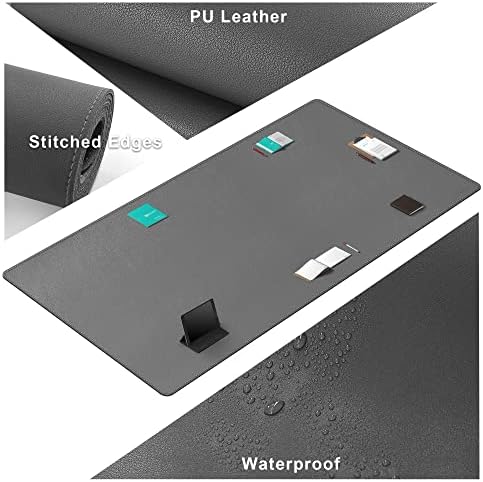 CENNBIE MAX200 78.7" x 39.4" Leather Desk Mat, Extra Large Desk Pad Blotter Protector, Extended Table Pad, Waterproof PU Leather Desk Mat on top of desks Large for Office and Home (Grey) - Image 3