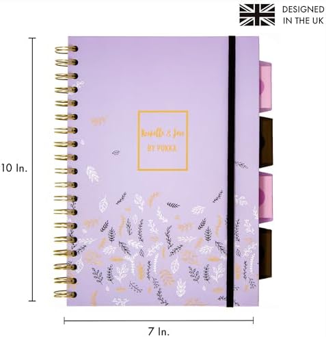 Pukka Pad 5 Subject Spiral Notebook 12-Pack - 200 Pages, 100 Sheets of 80GSM Paper with Repositionable Dividers & Perforated Edges for School & Office - B5-7 X 10, Purple, Squared - Image 3